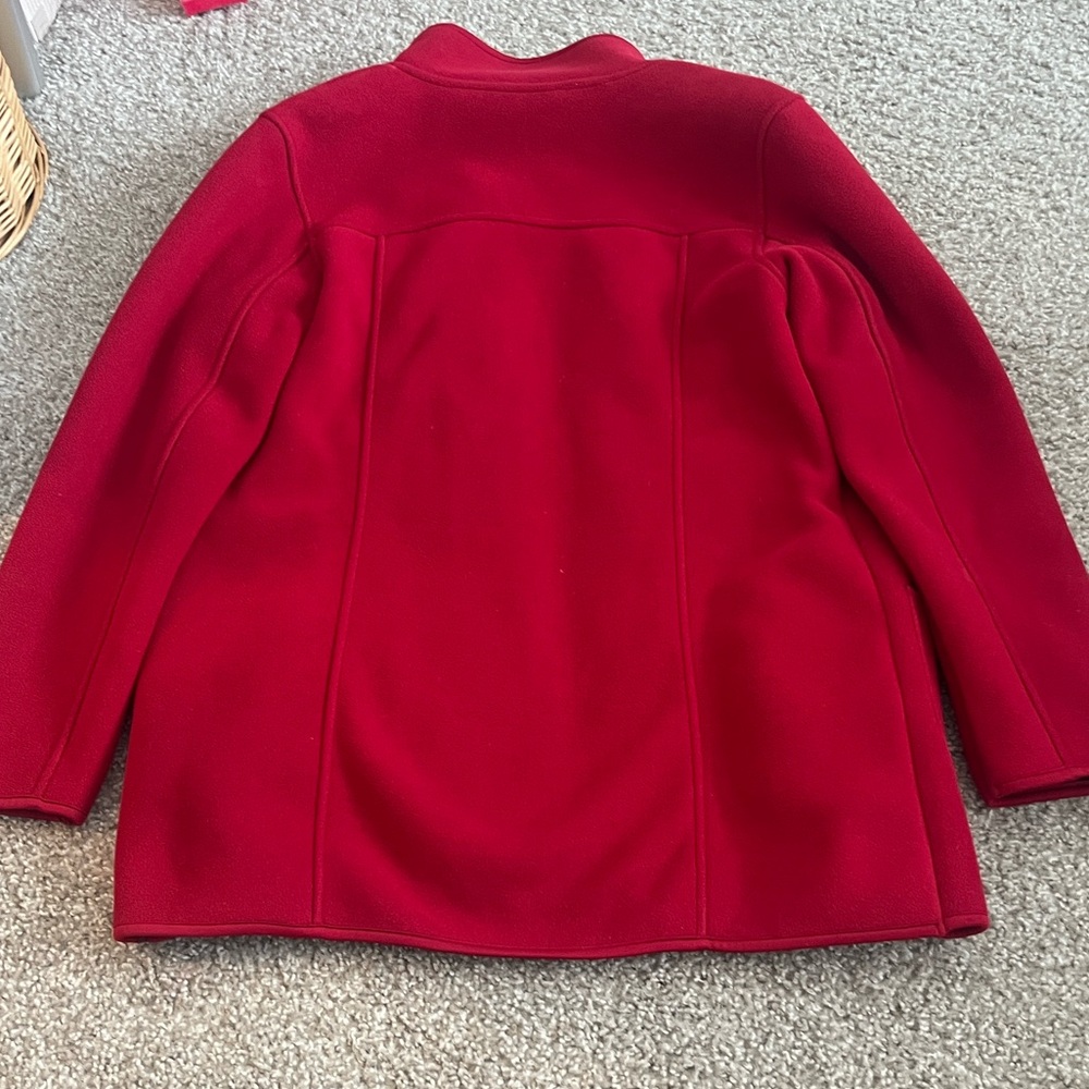 Red Button-Front Wool Jacket - Picture 3 of 5